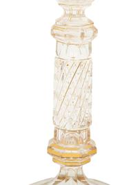 A Pair of French Gilt Decorated Cut Glass Candlesticks