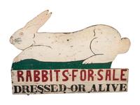 A 'Rabbits For Sale' Painted Wood Advertising Sign