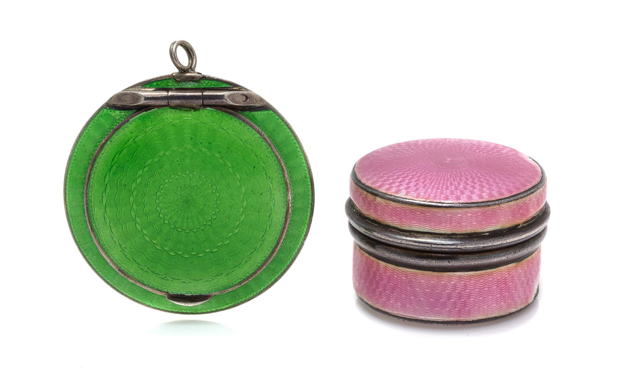 A Collection of Silver and Guilloche Enamel Boxes, 32.40 dwts.
