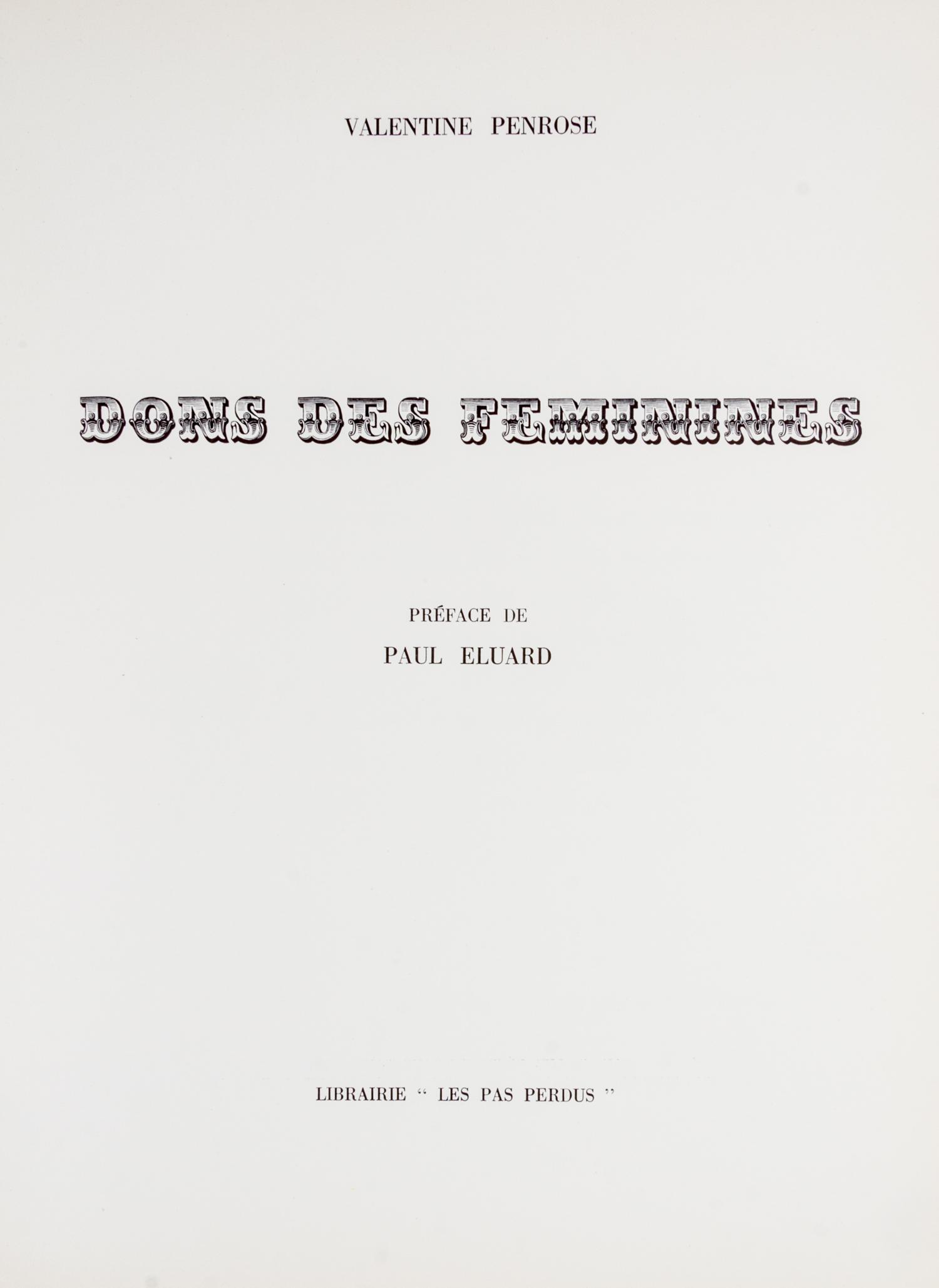 (PICASSO, PABLO) PENROSE, VALENTINE. Dons Des Feminines. Paris, 1951. Limited edition