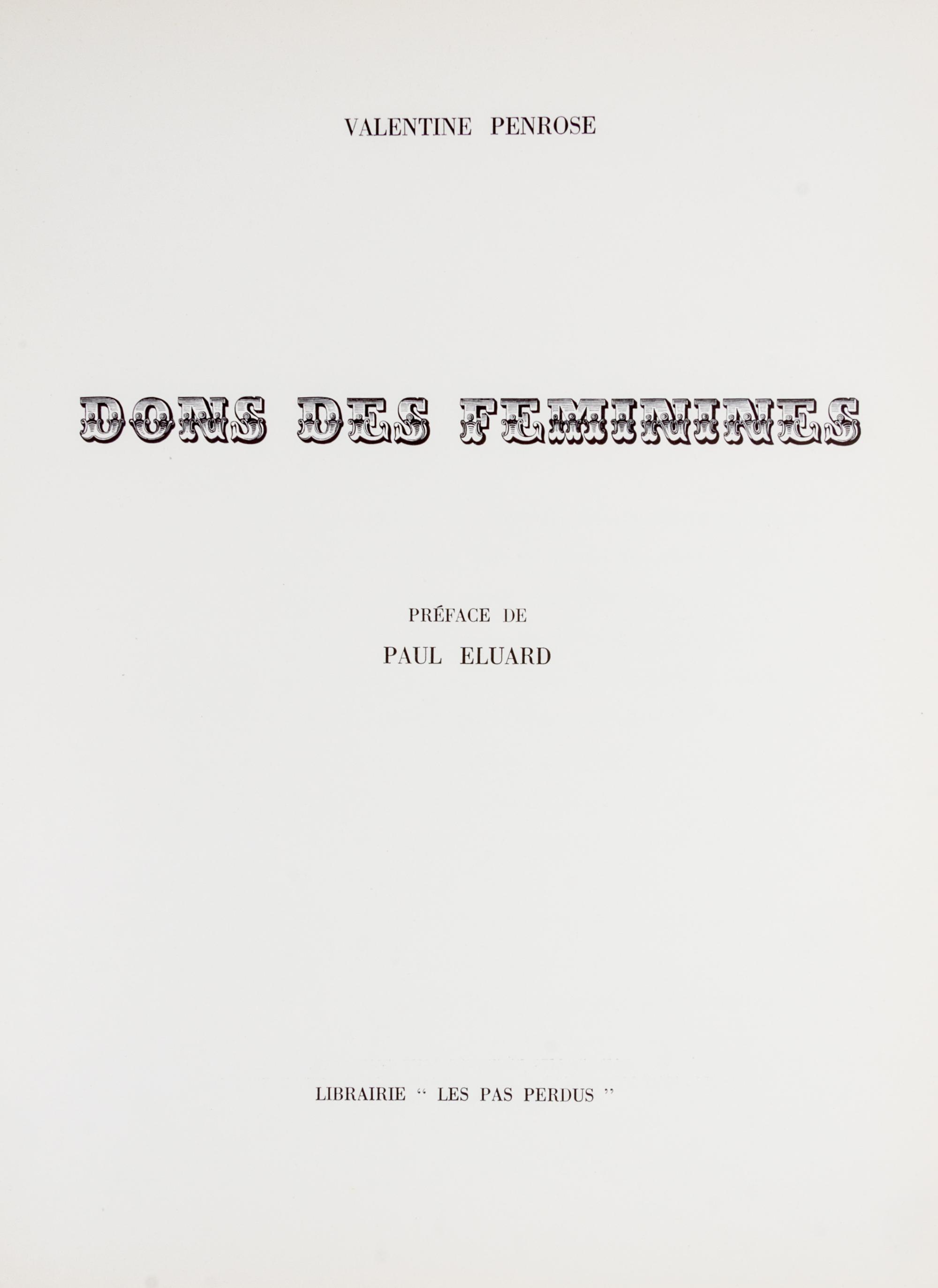 (PICASSO, PABLO) PENROSE, VALENTINE. Dons Des Feminines. Paris, 1951. Limited edition