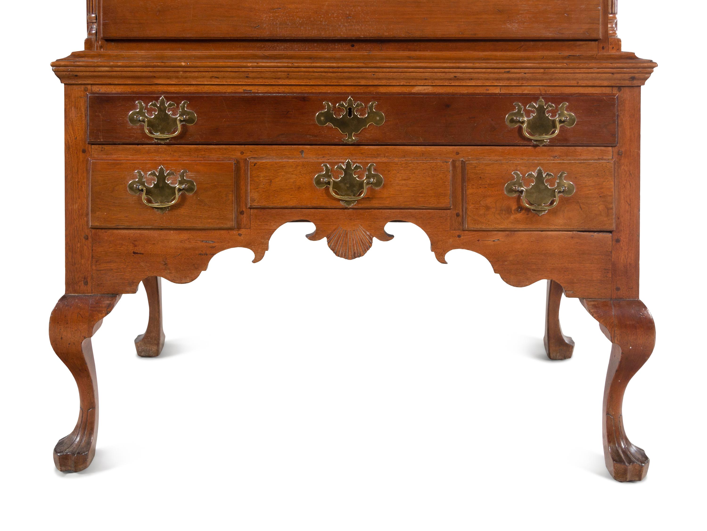 A Queen Anne Walnut Flat-Top High Chest