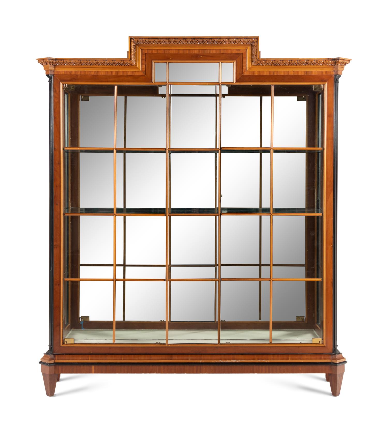 A Biedermeier Style Part-Ebonized Walnut Vitrine Cabinet