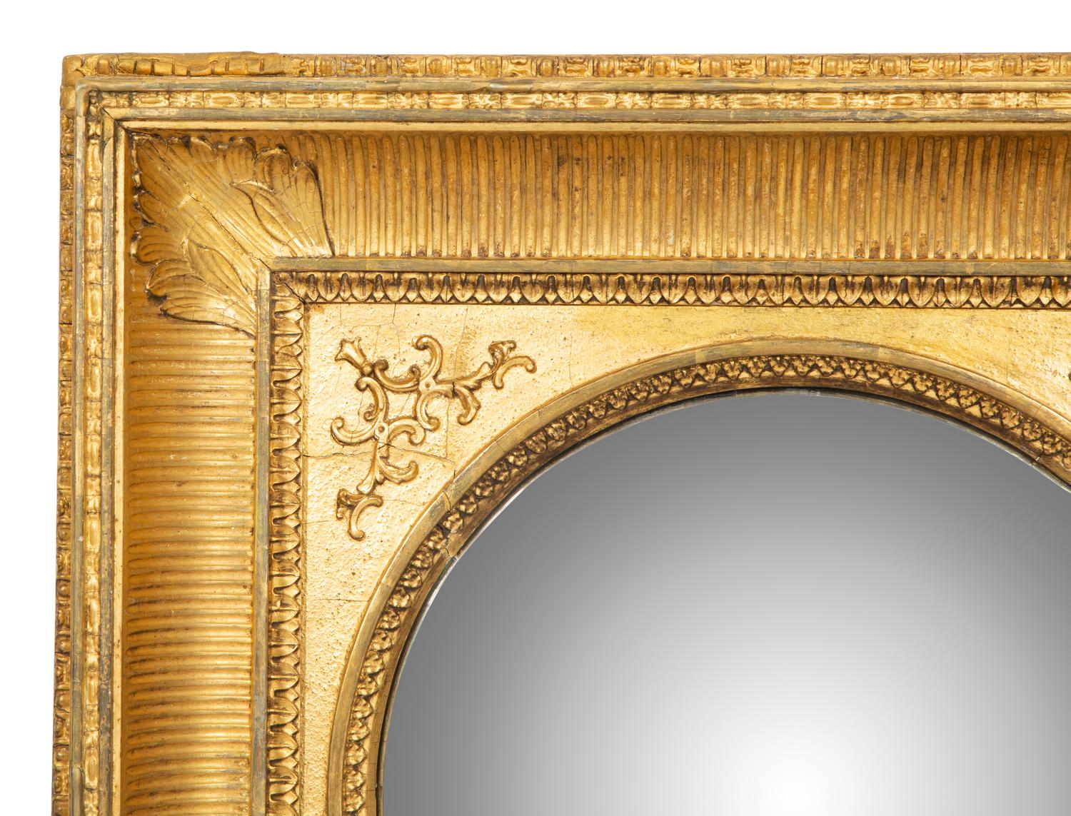 A French Gilt Gesso and Giltwood Framed Convex Mirror