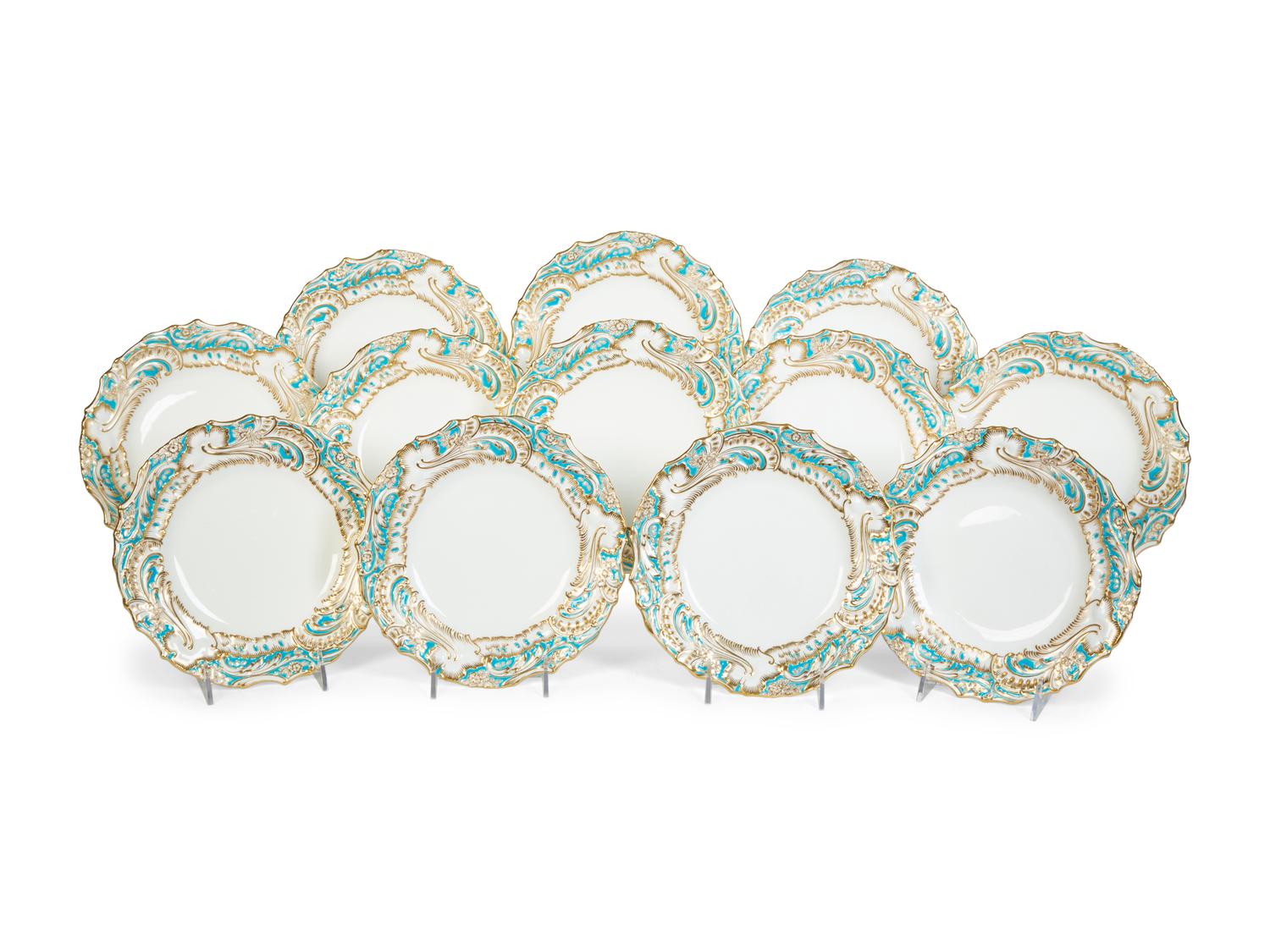 Twelve Gilman Collamore & Co. Minton Porcelain Luncheon Plates