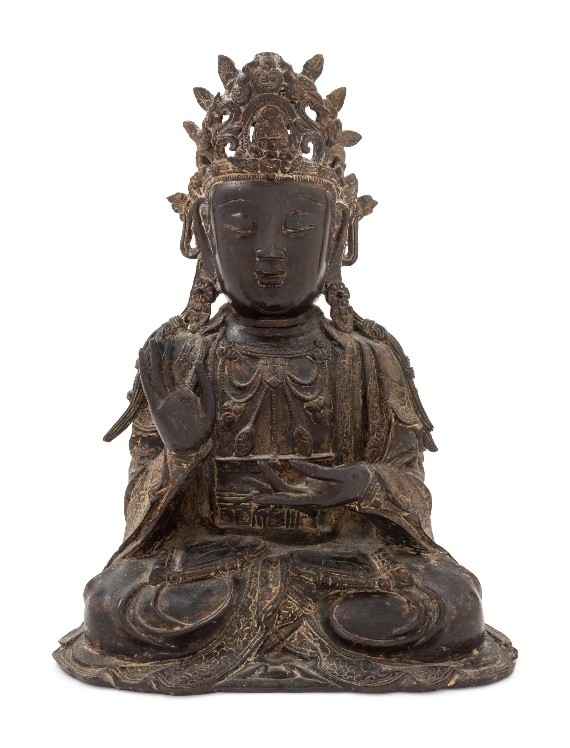 A Bronze Figure of Seated Guanyin