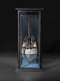 A Painted Wood Cased Steamboat Model
