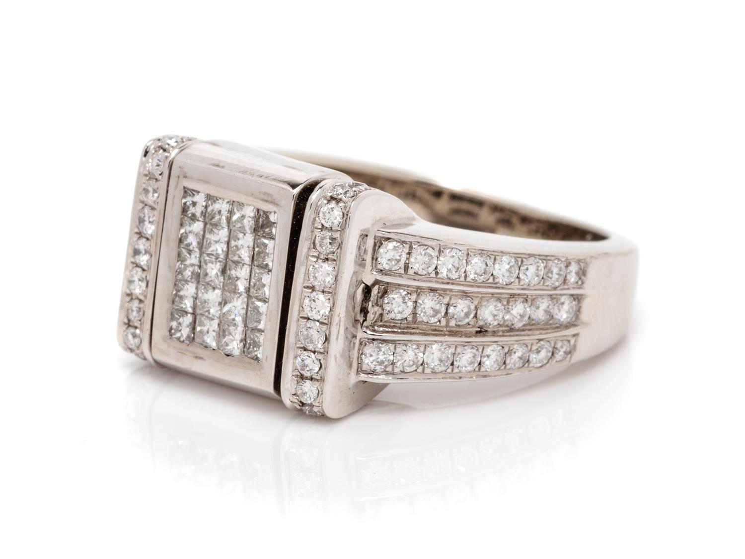A 14 Karat White Gold, Irradiated Diamond and Diamond Ring,