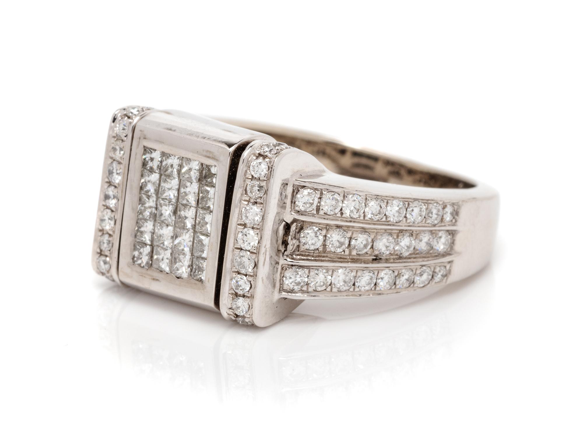 A 14 Karat White Gold, Irradiated Diamond and Diamond Ring,