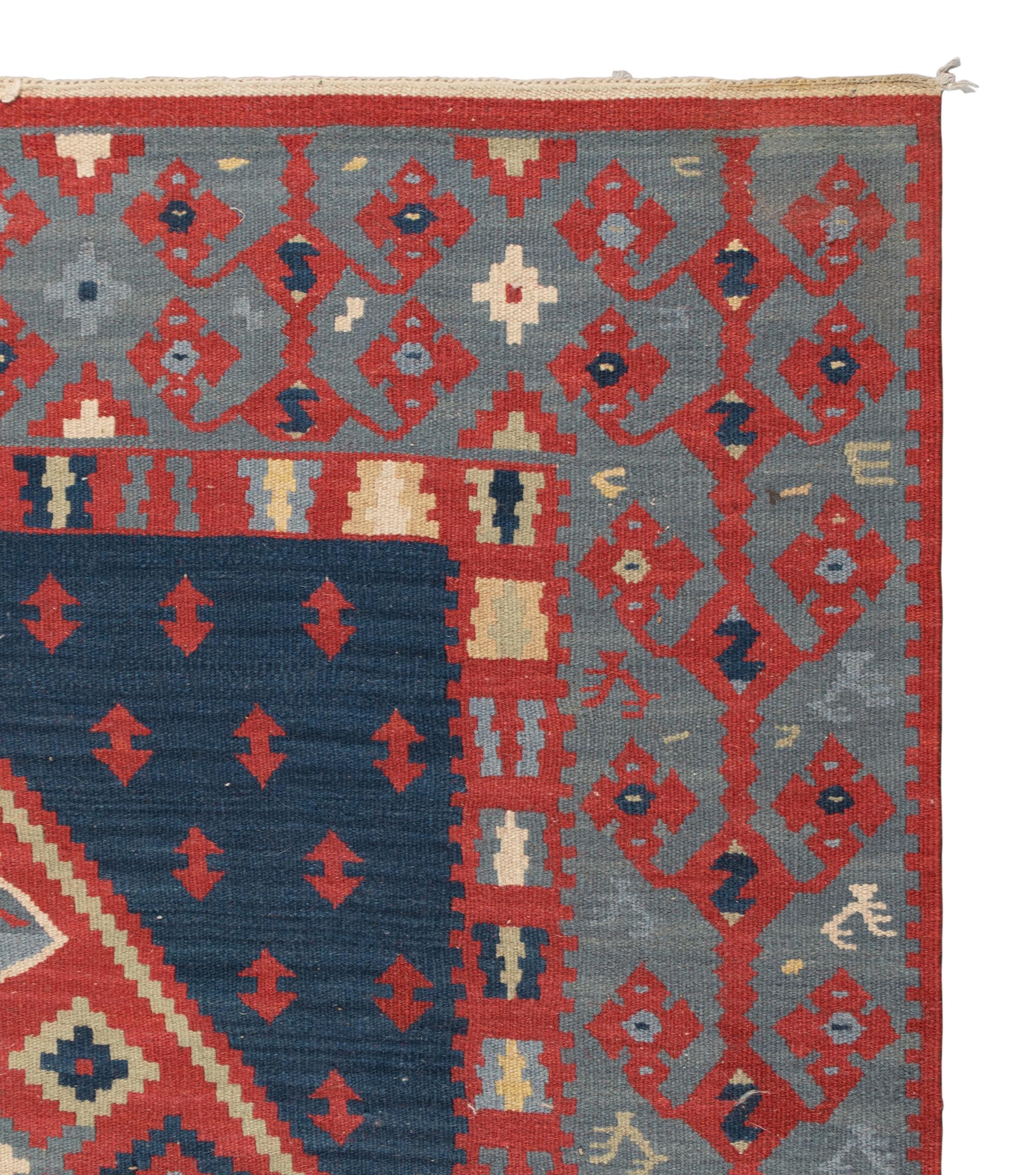 A Balkan Kilim Wool Rug