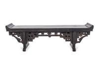 A Chinese Carved and Black Painted Hardwood Miniature Scholar's Table