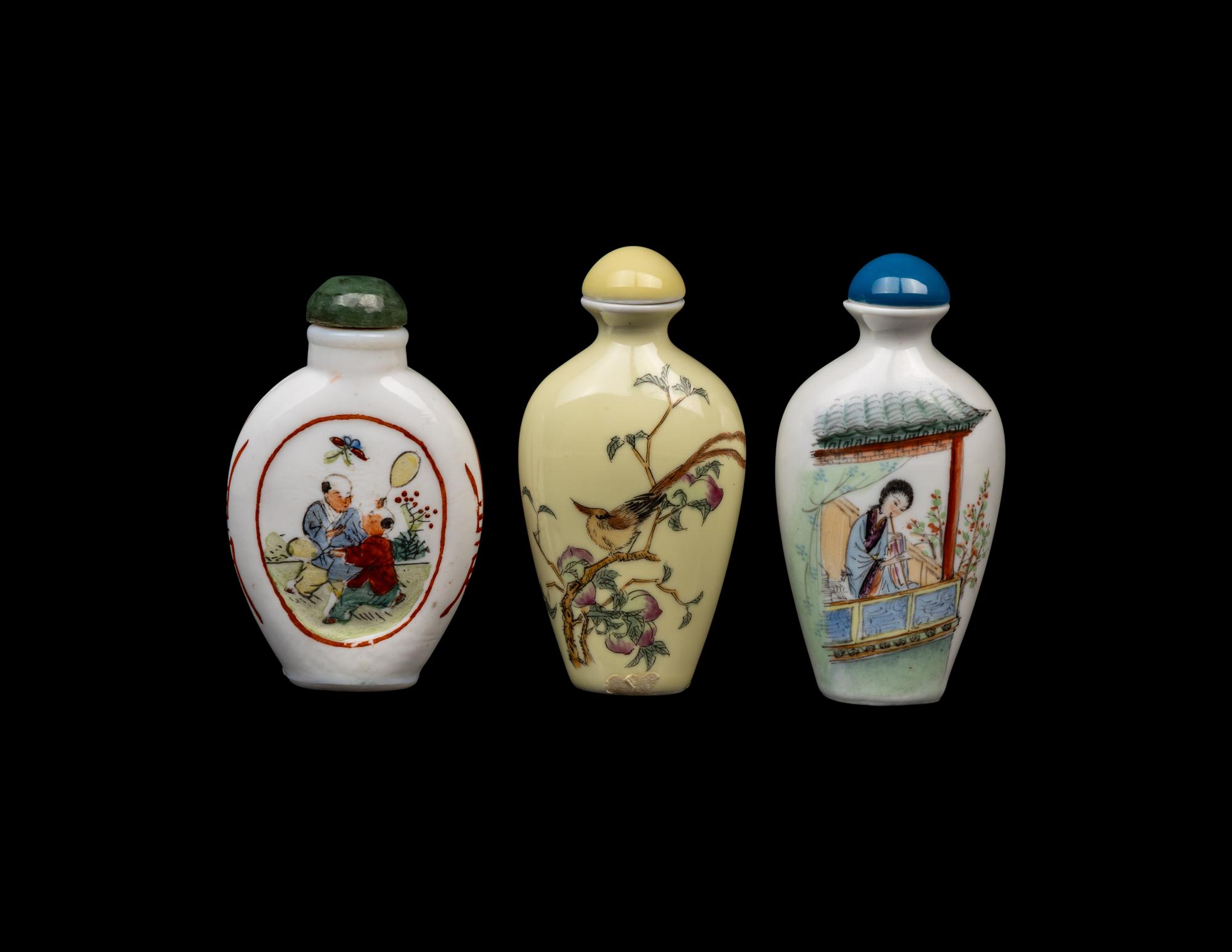 Three Chinese Porcelain Snuff Bottles