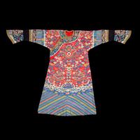 A Chinese Red Ground Kesi Silk Dragon Robe, Jifu, 19th Century 清晚期 紅地緙絲龍紋吉服
