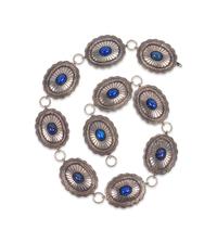 Navajo Sterling Silver and Lapis Link Concha Belt