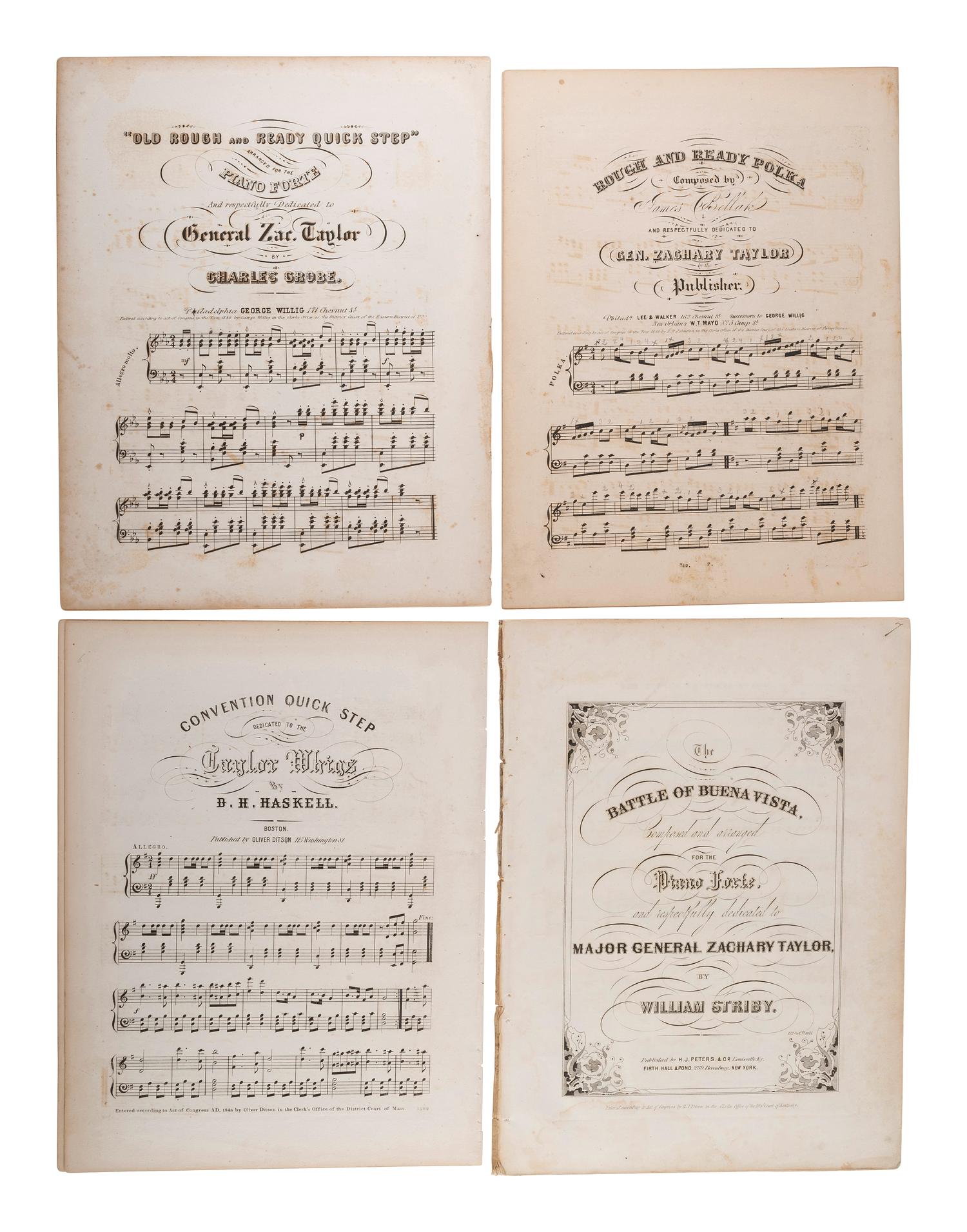 [TAYLOR, Zachary (1784-1850)]. A group of sheet music commemorating his victories both military and political.