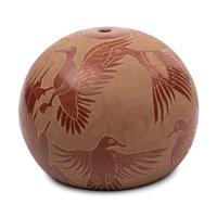 Redware Sgraffito Pottery Seed Jar, with Ducks