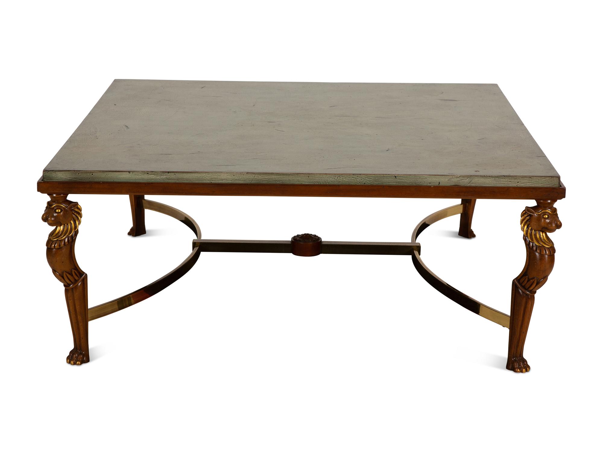 An Empire Style Painted and Parcel Gilt Coffee Table
