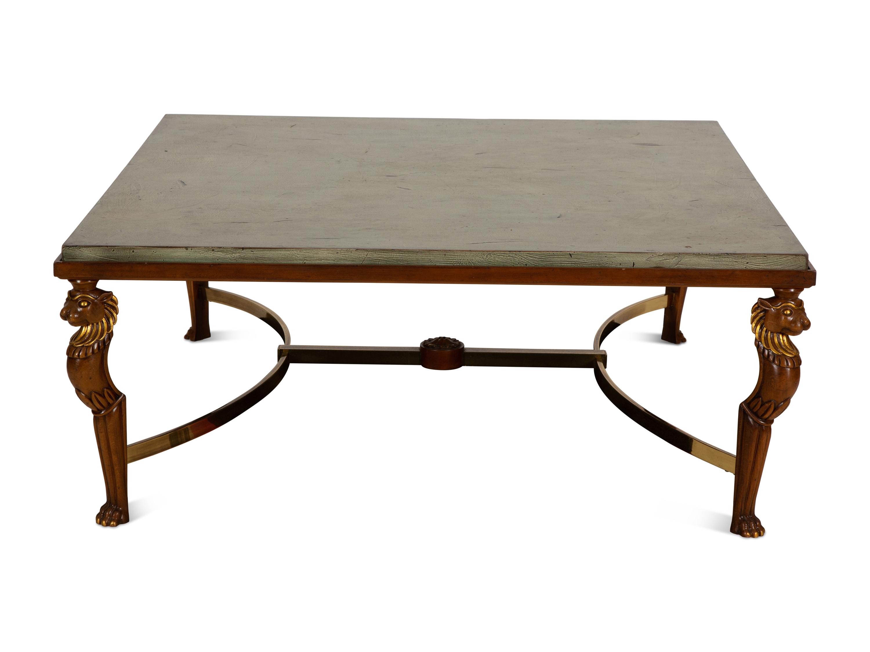 An Empire Style Painted and Parcel Gilt Coffee Table