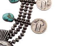 Navajo Silver and Turquoise Squash Blossom Necklace