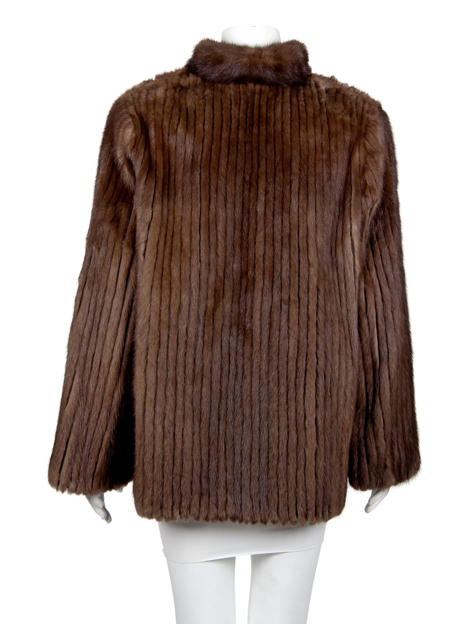 Brown Sable Collarless Fur Coat, 1980's