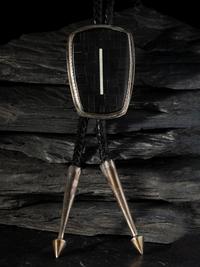 Silver Bolo, with Jet and Shell Mosaic Inlay