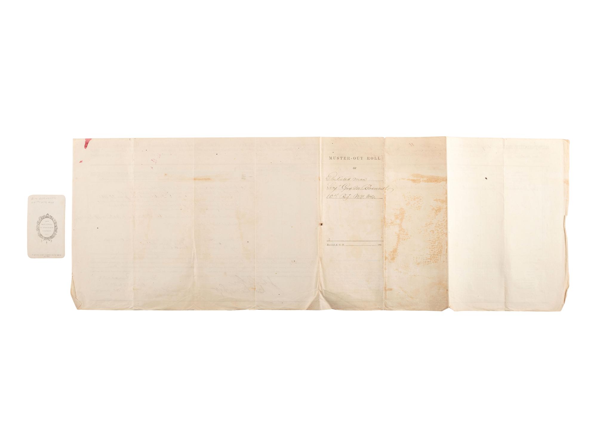 [CIVIL WAR]. A group of 3 Union muster rolls representing the 50th New York Engineers, 10th New York Infantry, and 39th Massachusetts Volunteer Infantry.