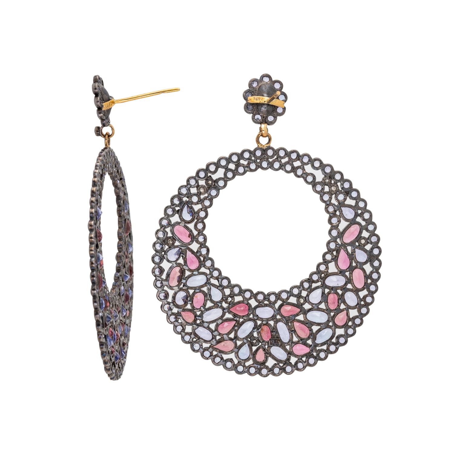 STERLING SILVER, YELLOW GOLD AND MULTIGEM SET
