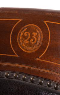 Two Sets of Four Inlaid Mahogany Theater Seats