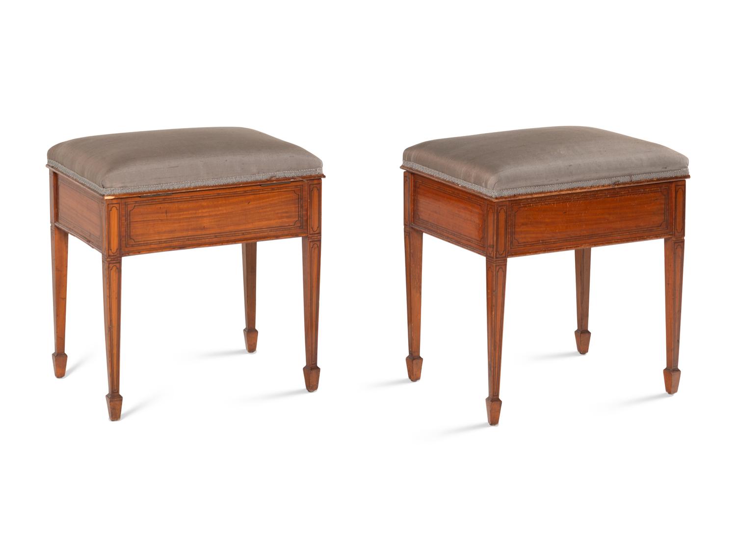 A Pair of George III Mahogany Piano Benches