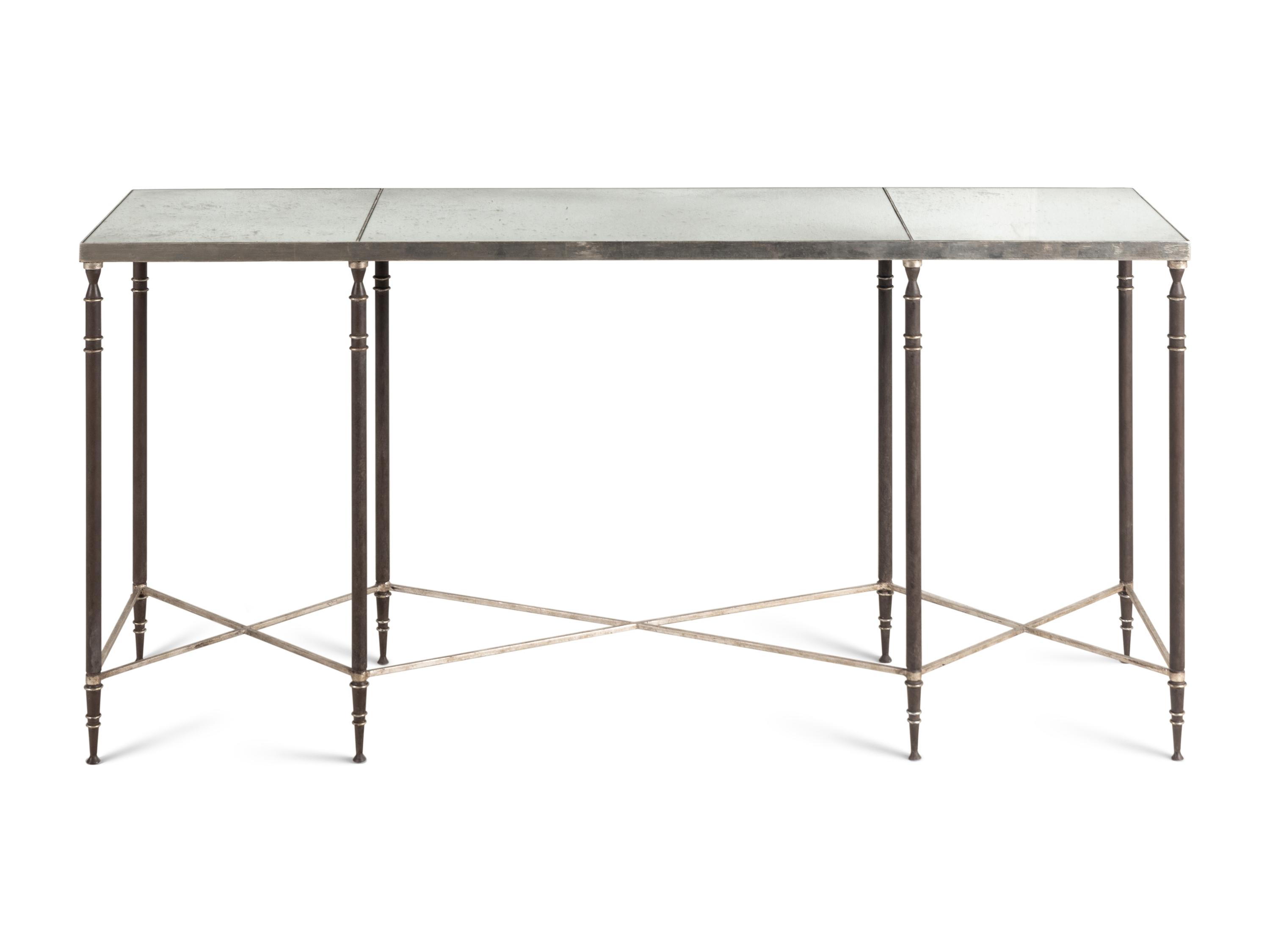An Ebanista Yves Mirrored Iron Console Table