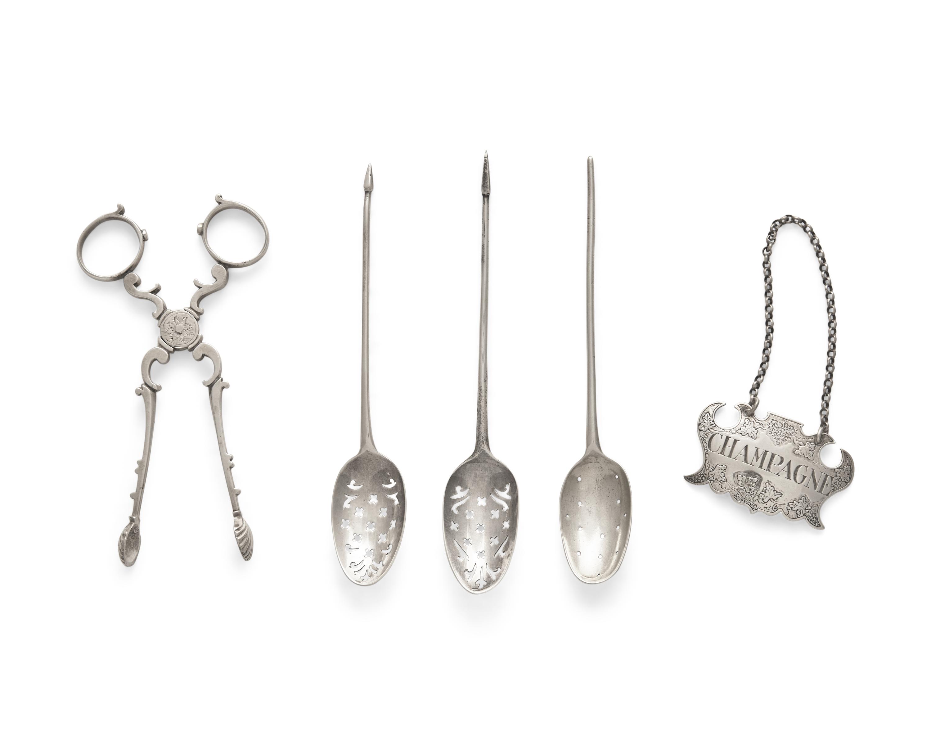 An Assembled Group of Five George I - III Sterling Silver Tablewares