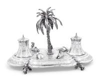 A Victorian Orientalist Silver Ink Stand