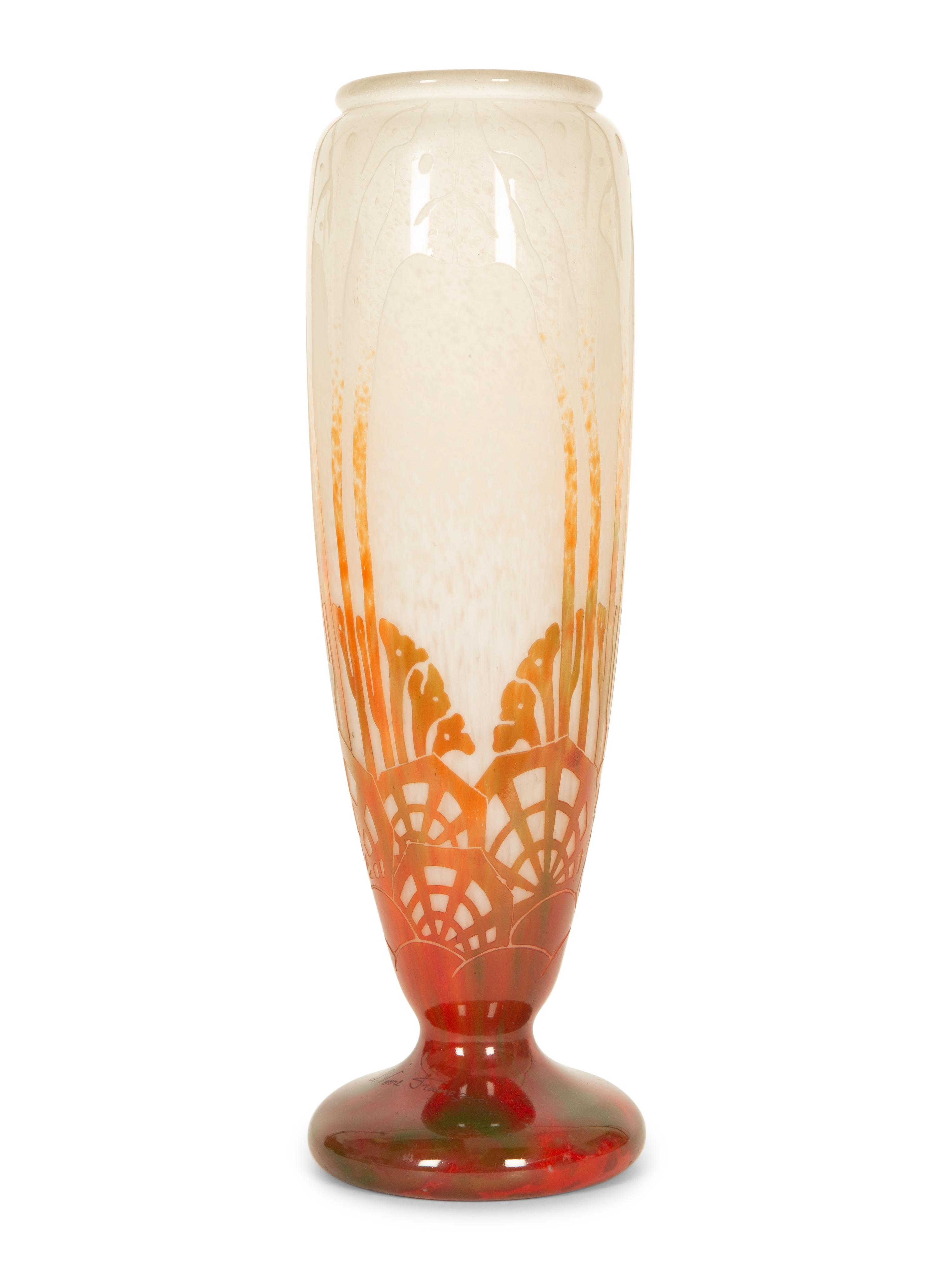 A Le Verre Français Algues Cameo Glass Vase