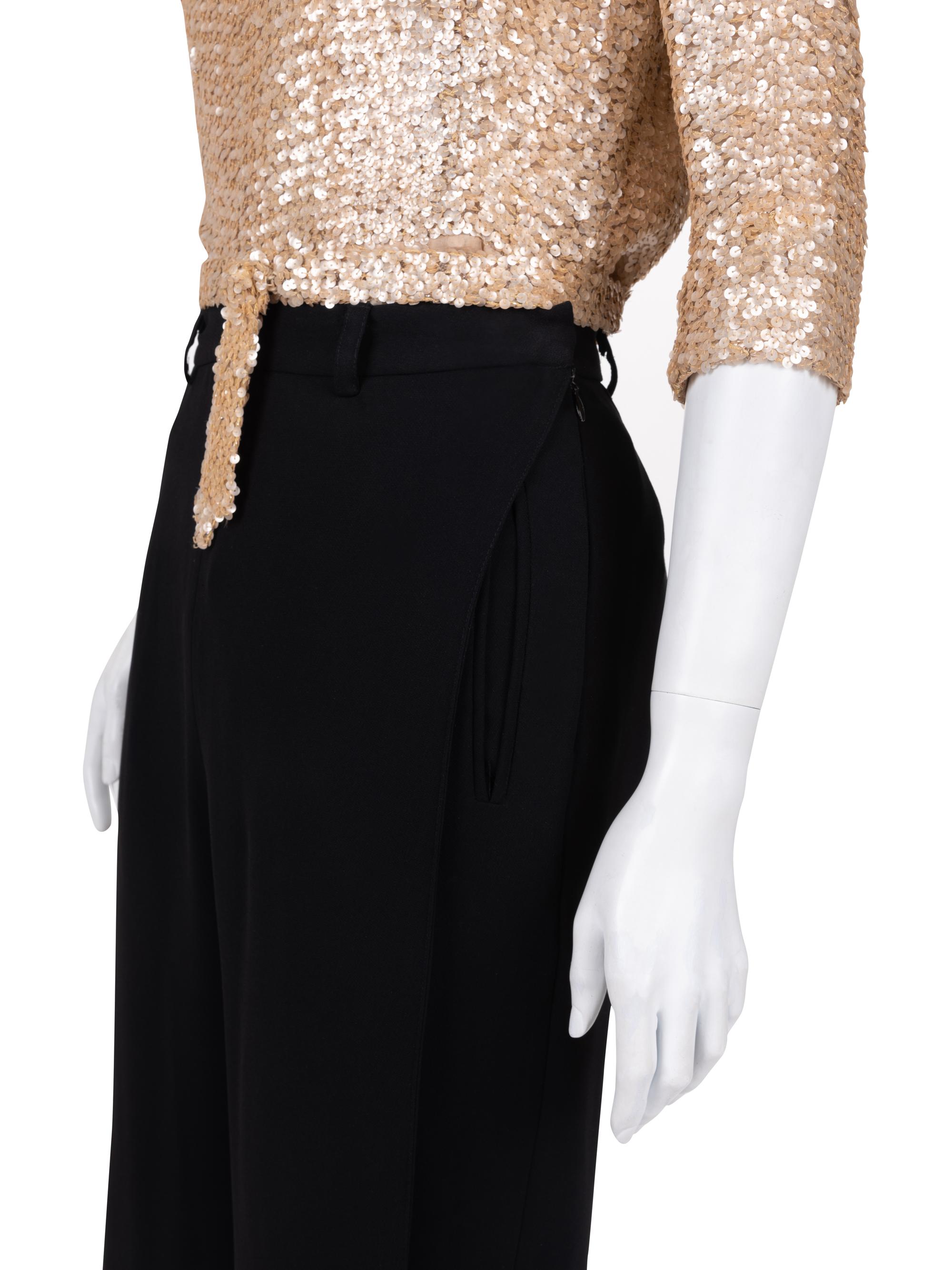 Chanel Haute Couture Sequined Top with Belt and One Pair of Pants, 1980-2000s