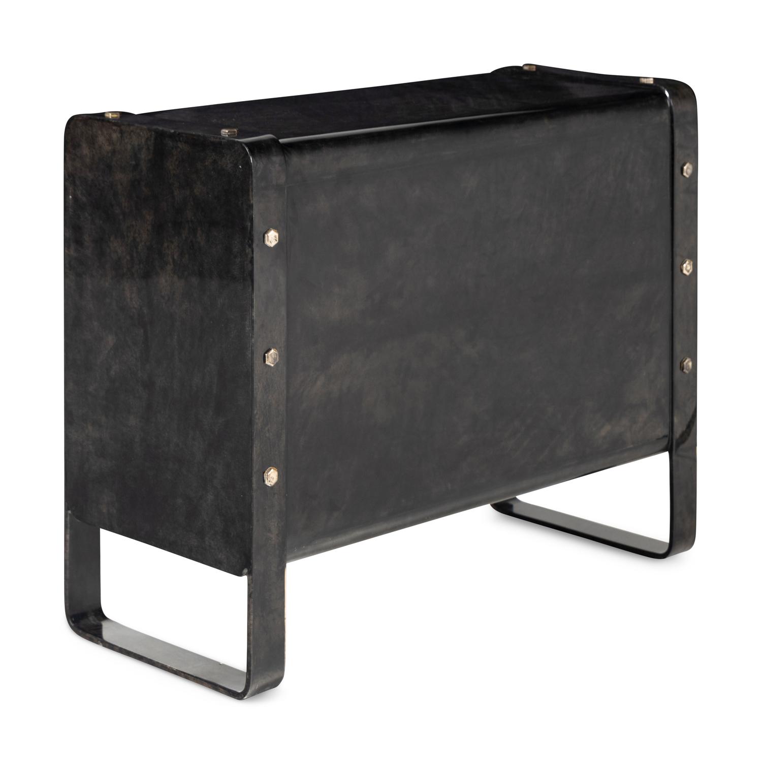 A Contemporary Lacquered Goatskin Veneered Chest of Drawers