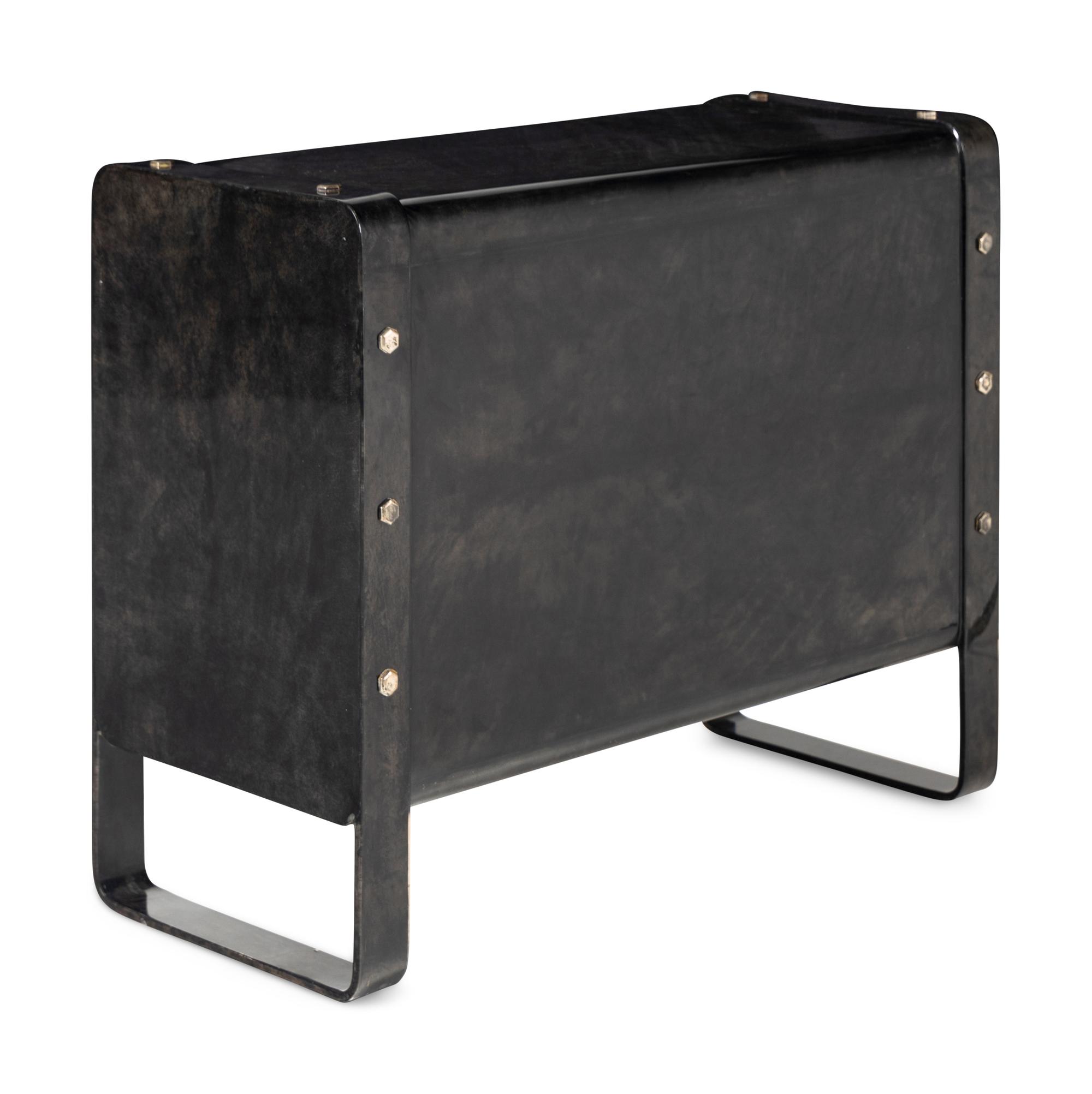 A Contemporary Lacquered Goatskin Veneered Chest of Drawers