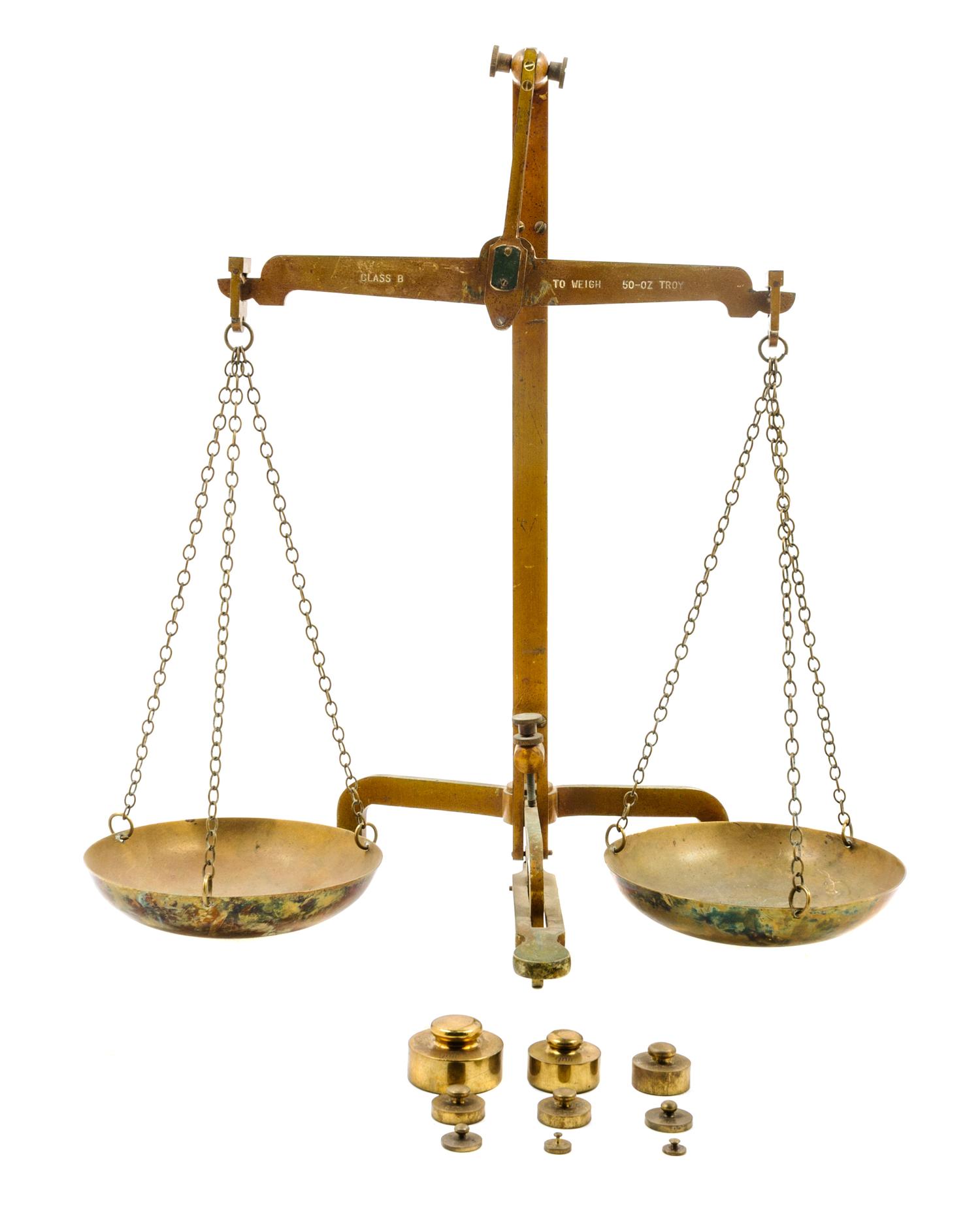 A Brass Balance Scale Height 18 1/4 inches.