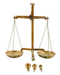 A Brass Balance Scale Height 18 1/4 inches.