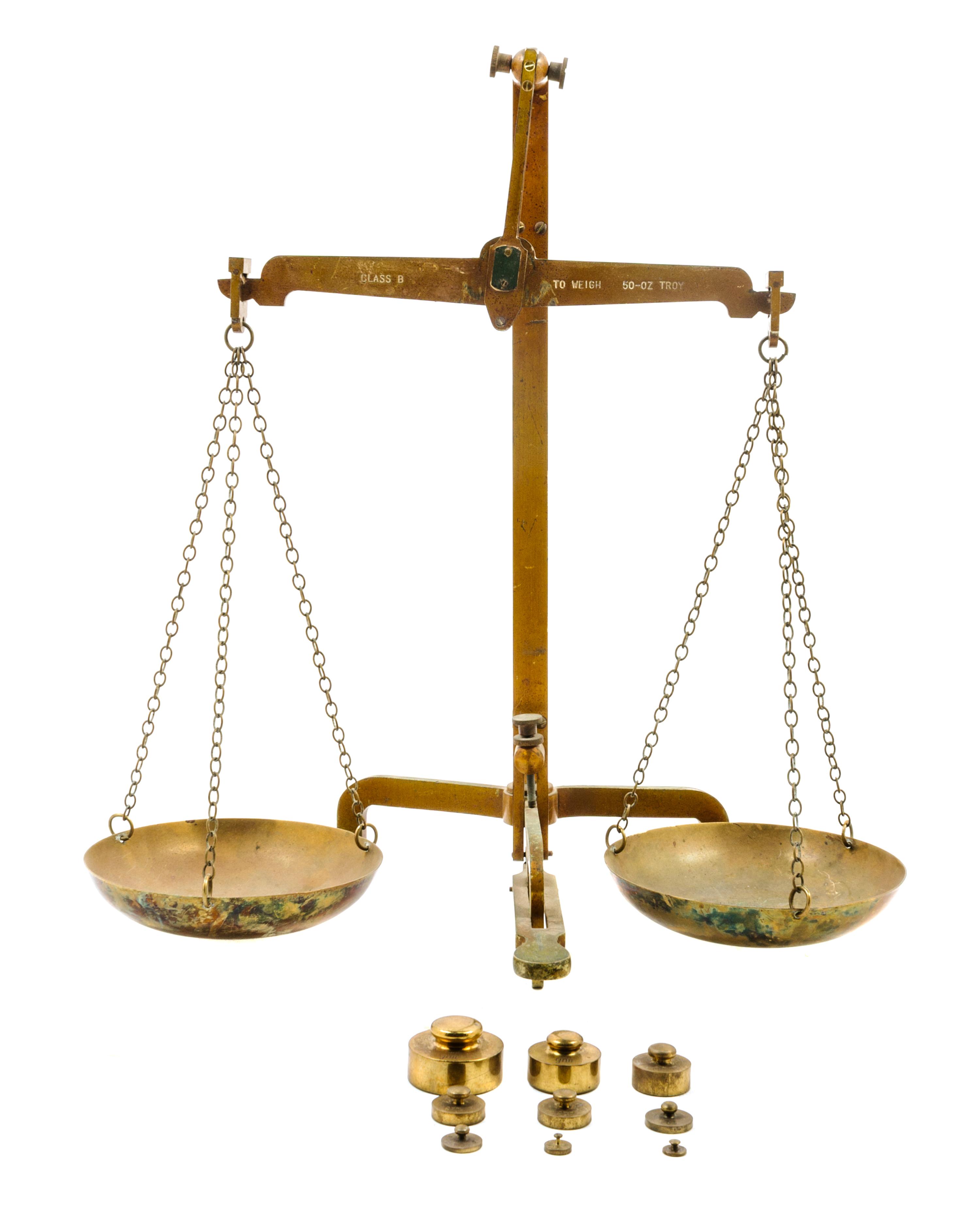 A Brass Balance Scale Height 18 1/4 inches.