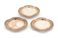 Three Chinese Silver Quatrefoil Dishes Length 3 3/8 inches. — LATE 19TH CENTURY