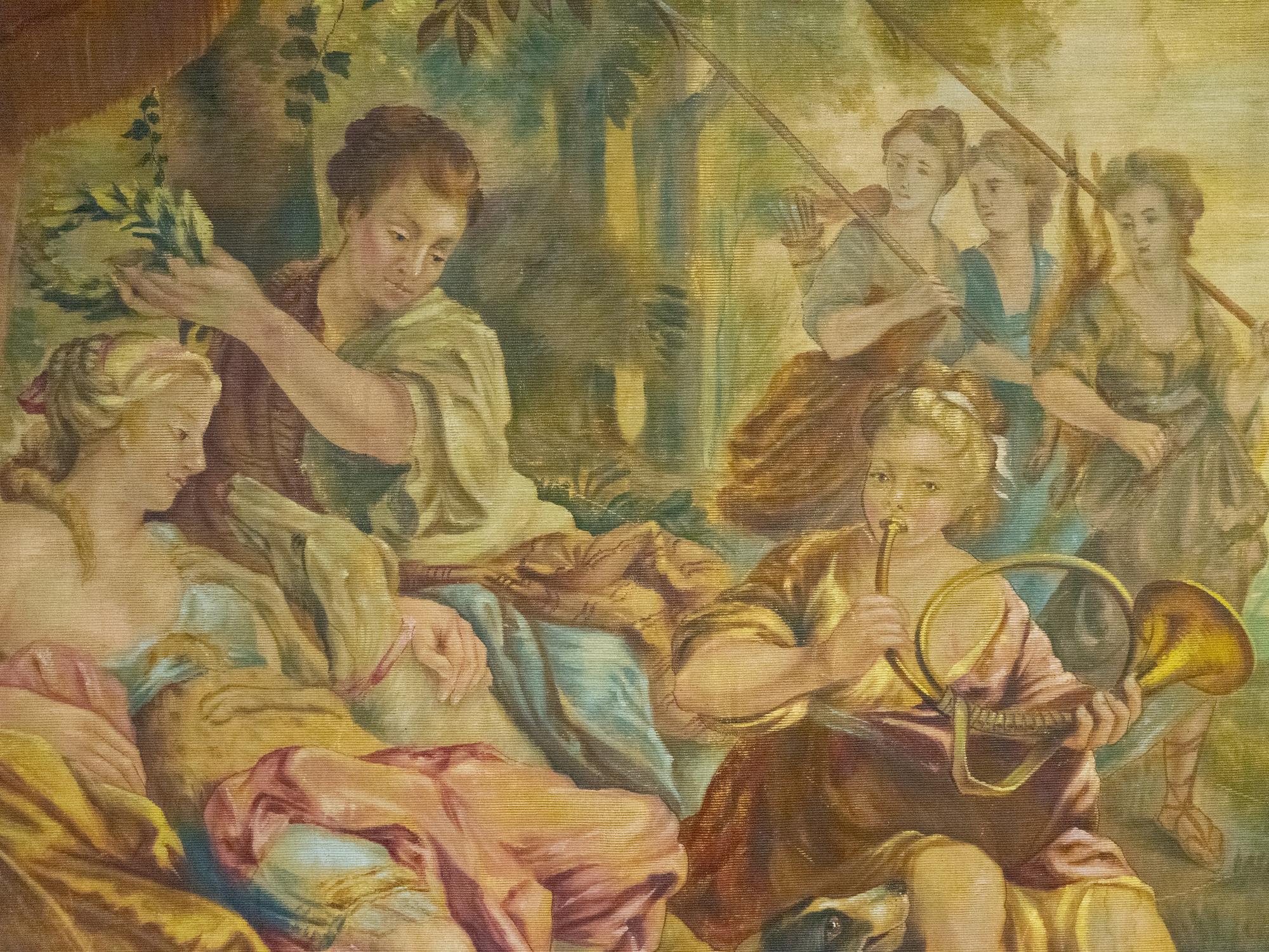 A Large Italian Painted Tapestry Depicting Diana The Huntress