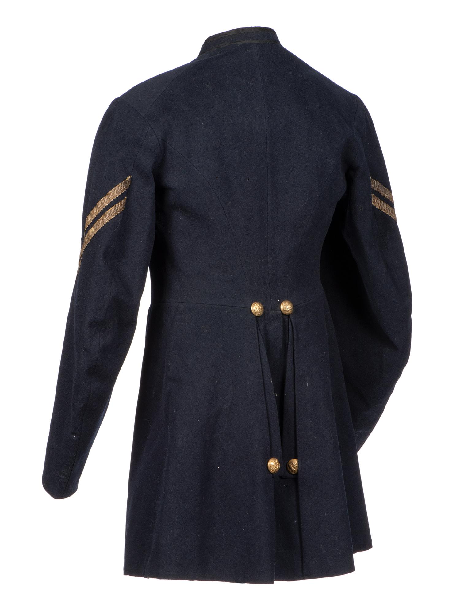 [CIVIL WAR]. Enlisted frock coat identified to Private Charles A. Fisk, 11th Massachusetts Infantry, WIA at Gettysburg.