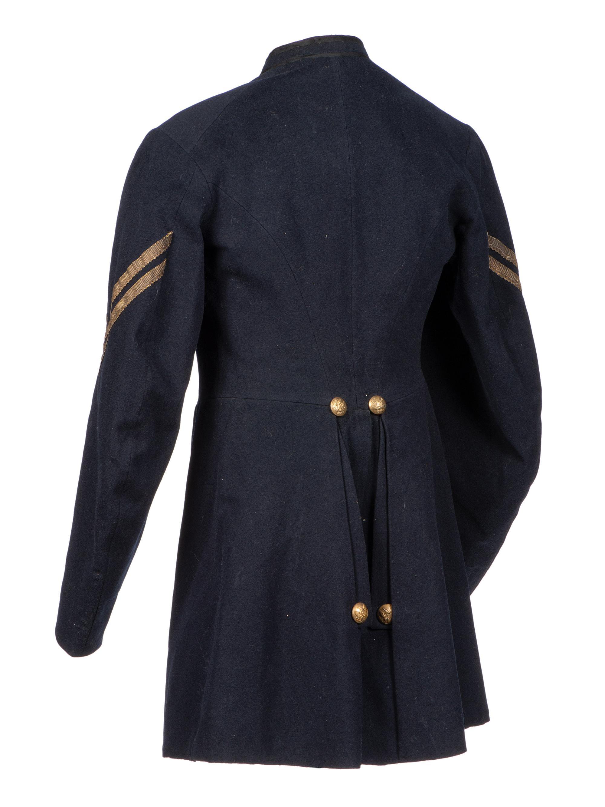 [CIVIL WAR]. Enlisted frock coat identified to Private Charles A. Fisk, 11th Massachusetts Infantry, WIA at Gettysburg.