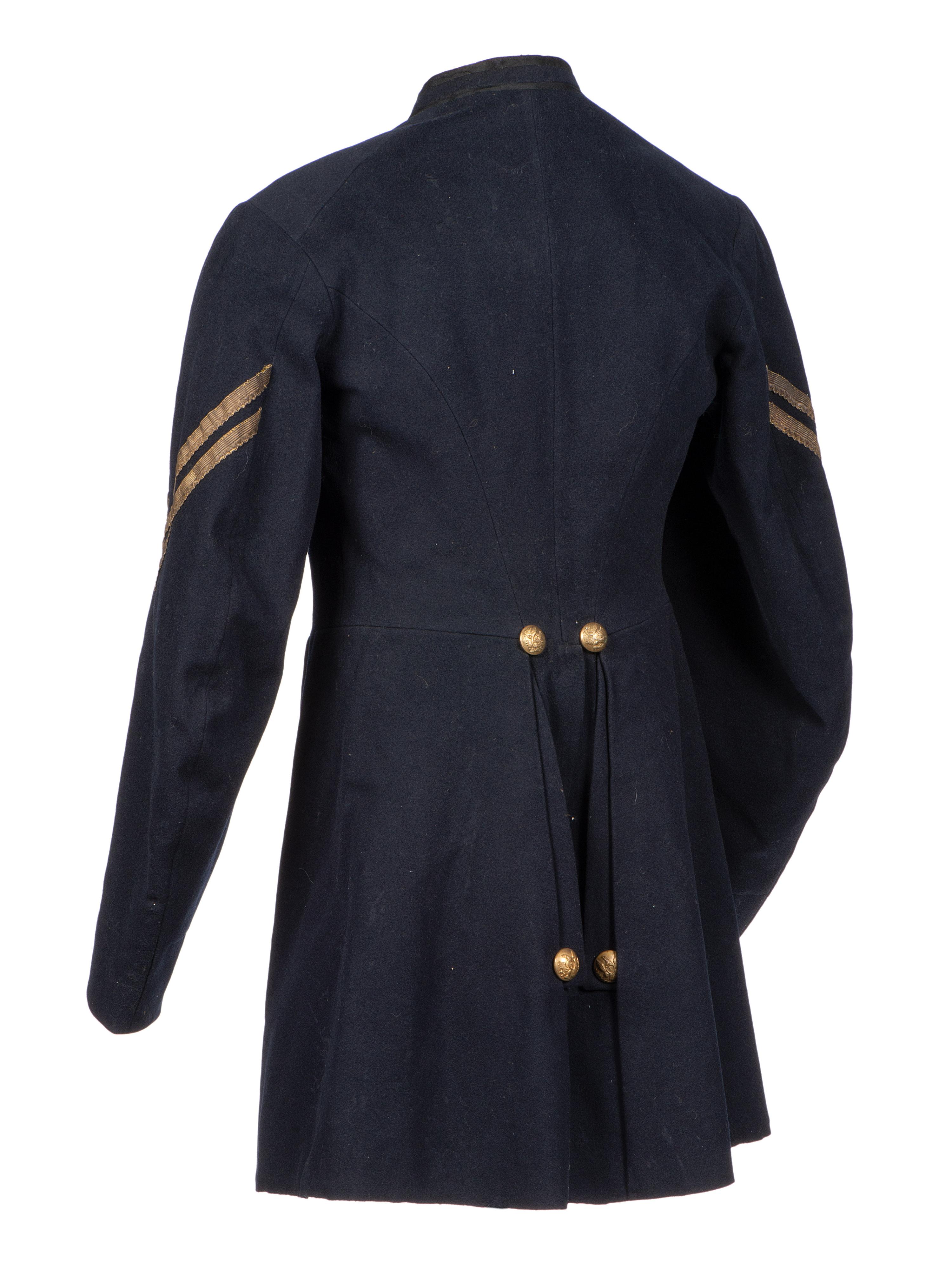 [CIVIL WAR]. Enlisted frock coat identified to Private Charles A. Fisk, 11th Massachusetts Infantry, WIA at Gettysburg.