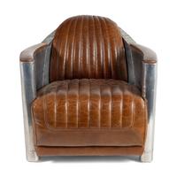 A Contemporary Leather-Upholstered Chrome "Aviator" Chair