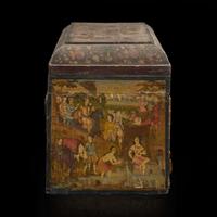A Persian painted lacquer table chest 波斯漆器小箱 Qajar period ????