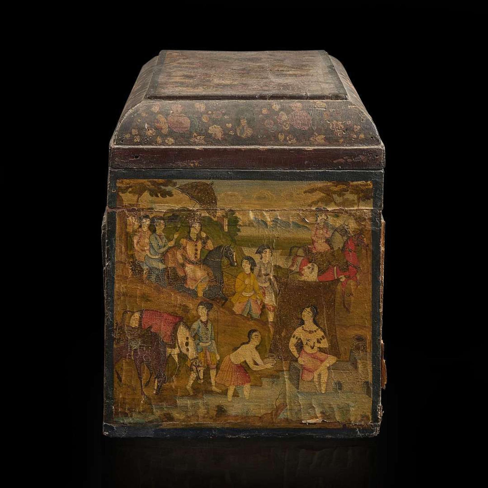 A Persian painted lacquer table chest 波斯漆器小箱 Qajar period ????