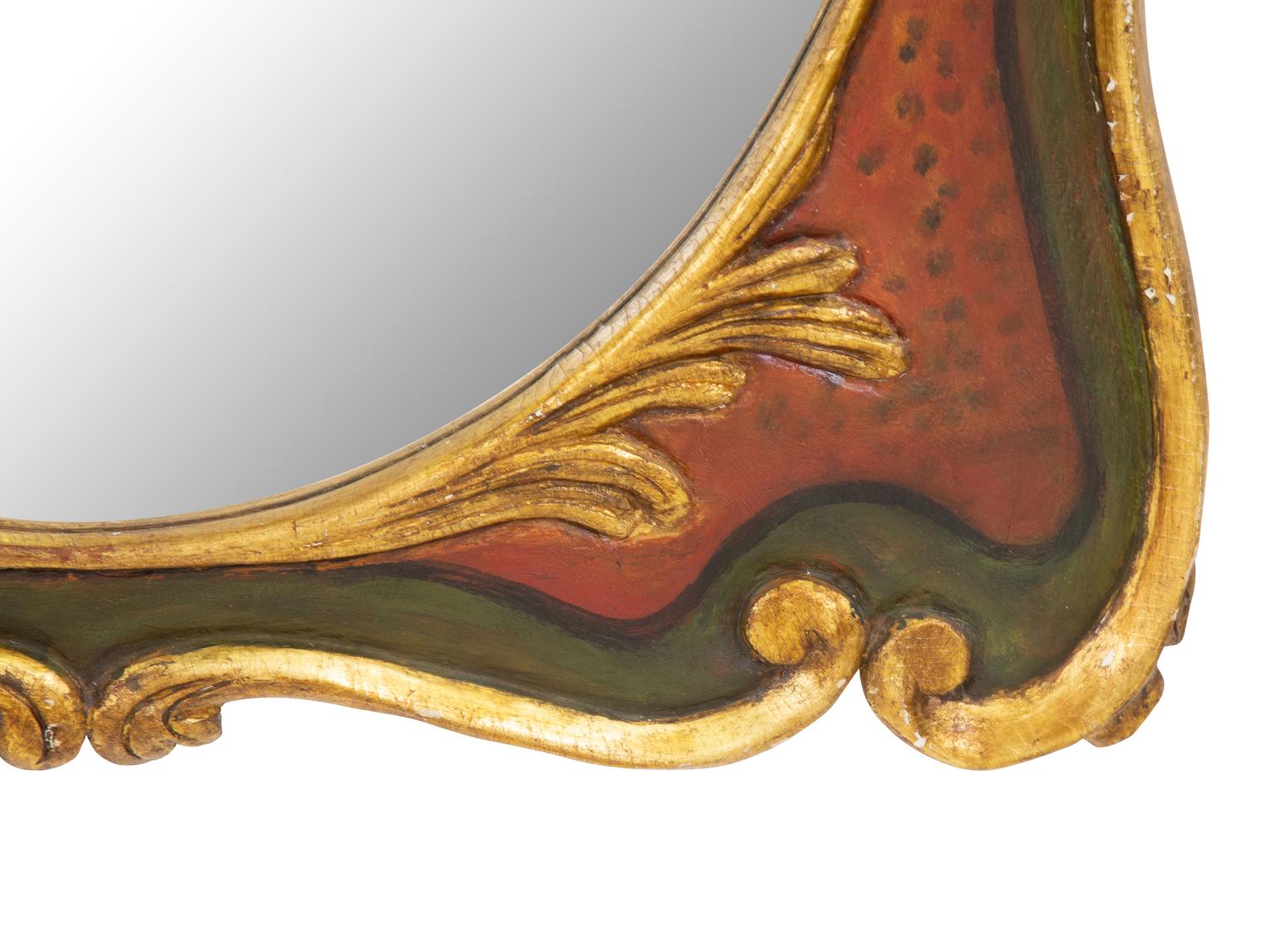 An Italian Painted and Parcel Gilt Mirror