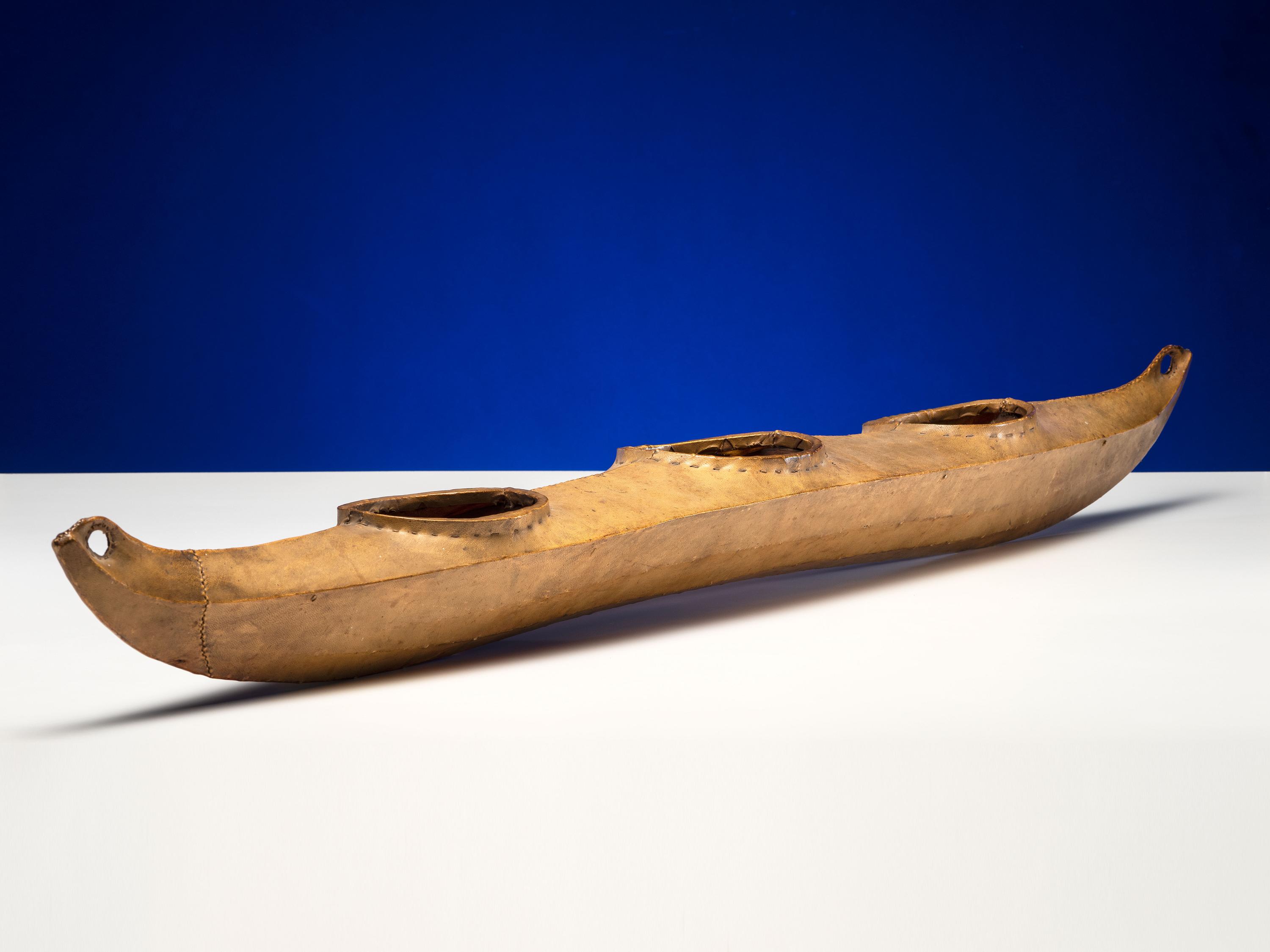 Inuit Sealskin Model Umiak, Three Person