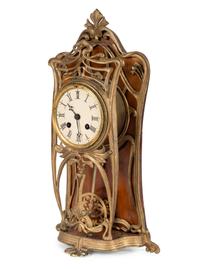 An Art Nouveau Gilt Bronze Mantel Clock